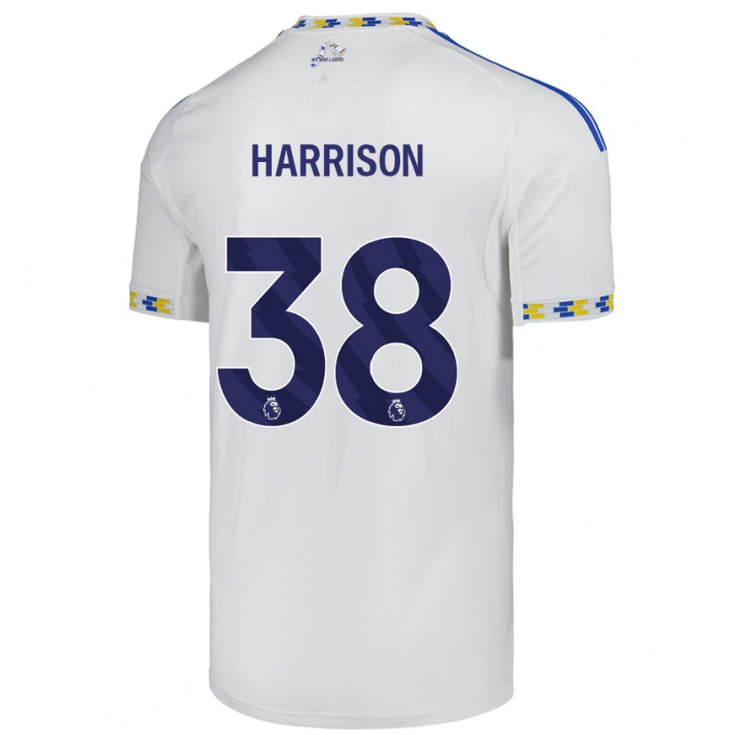 Danxen Bambino Maglia Jack Harrison #38 Bianco Blu Kit Gara Home 2025/26 Maglietta
