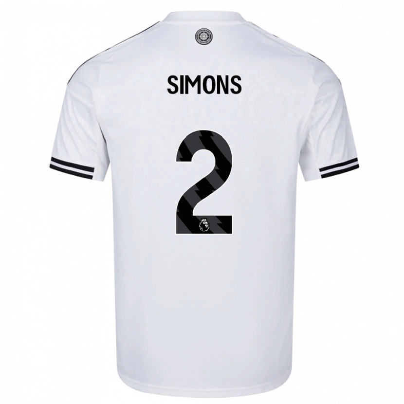Danxen Bambino Maglia Fabien Simons #2 Bianco Nero Kit Gara Home 2025/26 Maglietta