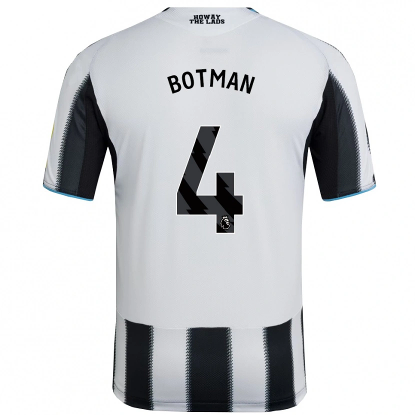 Danxen Bambino Maglia Sven Botman #4 Nero Bianco Kit Gara Home 2025/26 Maglietta