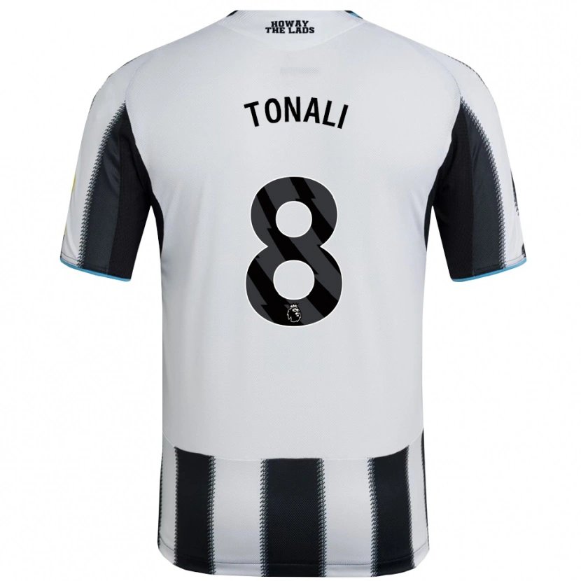 Danxen Bambino Maglia Sandro Tonali #8 Nero Bianco Kit Gara Home 2025/26 Maglietta