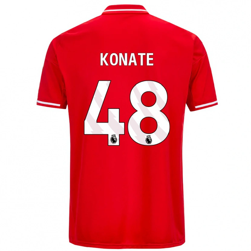 Danxen Bambino Maglia Ateef Konaté #48 Rosso Bianco Kit Gara Home 2025/26 Maglietta