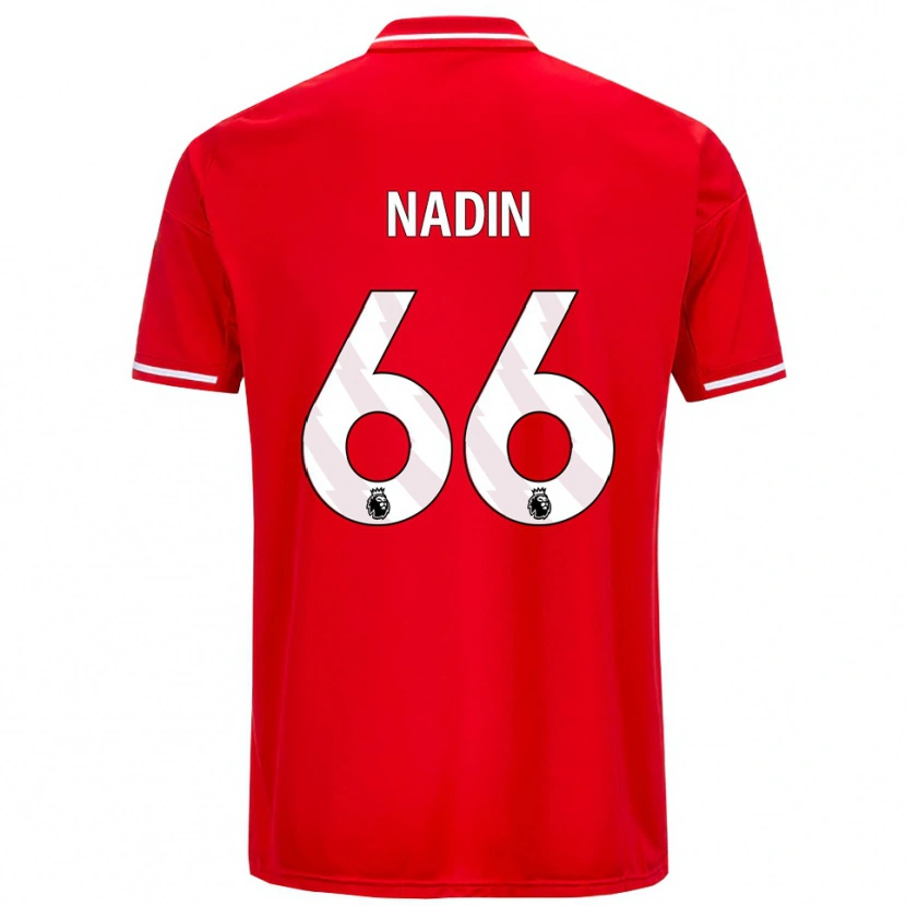 Danxen Bambino Maglia Jack Nadin #66 Rosso Bianco Kit Gara Home 2025/26 Maglietta