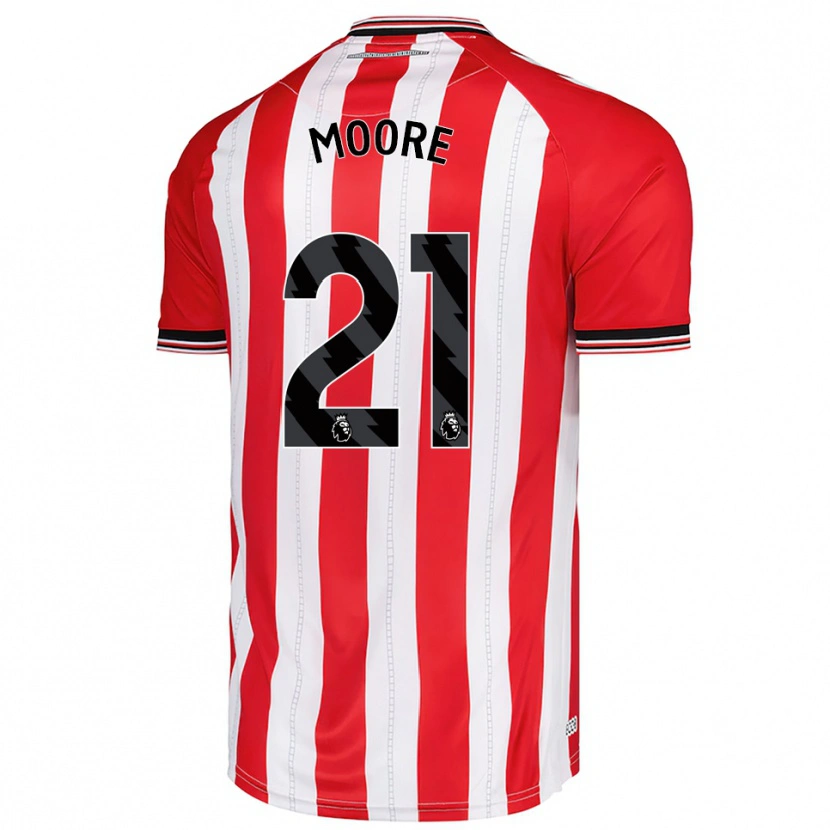 Danxen Bambino Maglia Simon Moore #21 Rosso Bianco Kit Gara Home 2025/26 Maglietta