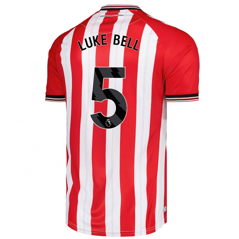 Danxen Bambino Maglia Luke Bell #5 Rosso Bianco Kit Gara Home 2025/26 Maglietta