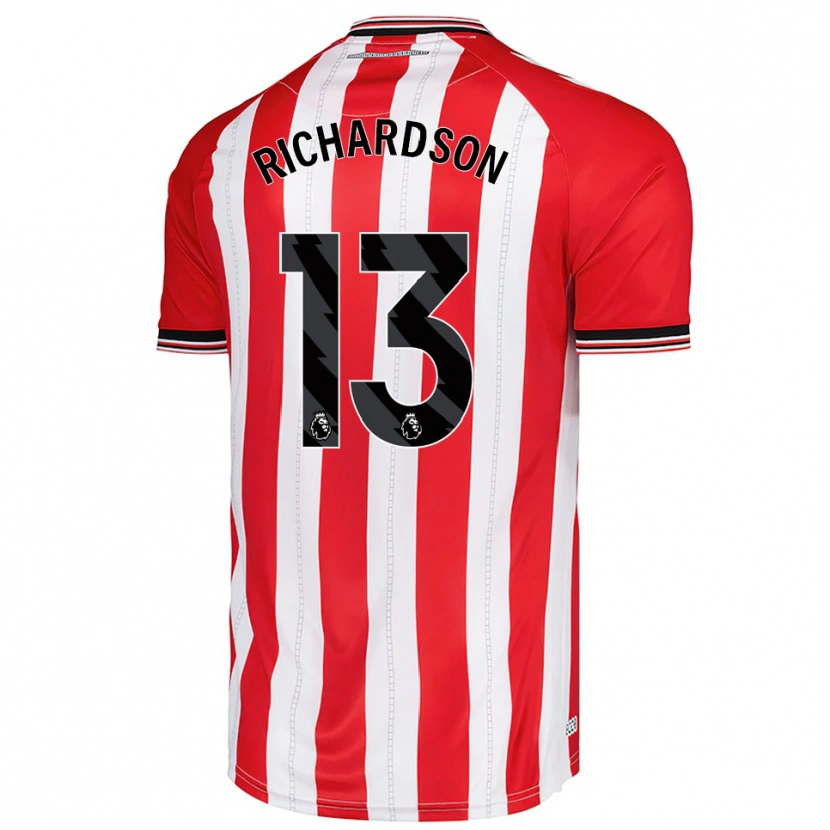 Danxen Bambino Maglia Adam Richardson #13 Rosso Bianco Kit Gara Home 2025/26 Maglietta