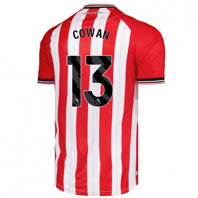 Danxen Bambino Maglia Joe Cowan #13 Rosso Bianco Kit Gara Home 2025/26 Maglietta