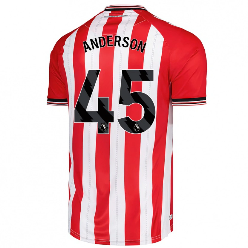 Danxen Bambino Maglia Joe Anderson #45 Rosso Bianco Kit Gara Home 2025/26 Maglietta