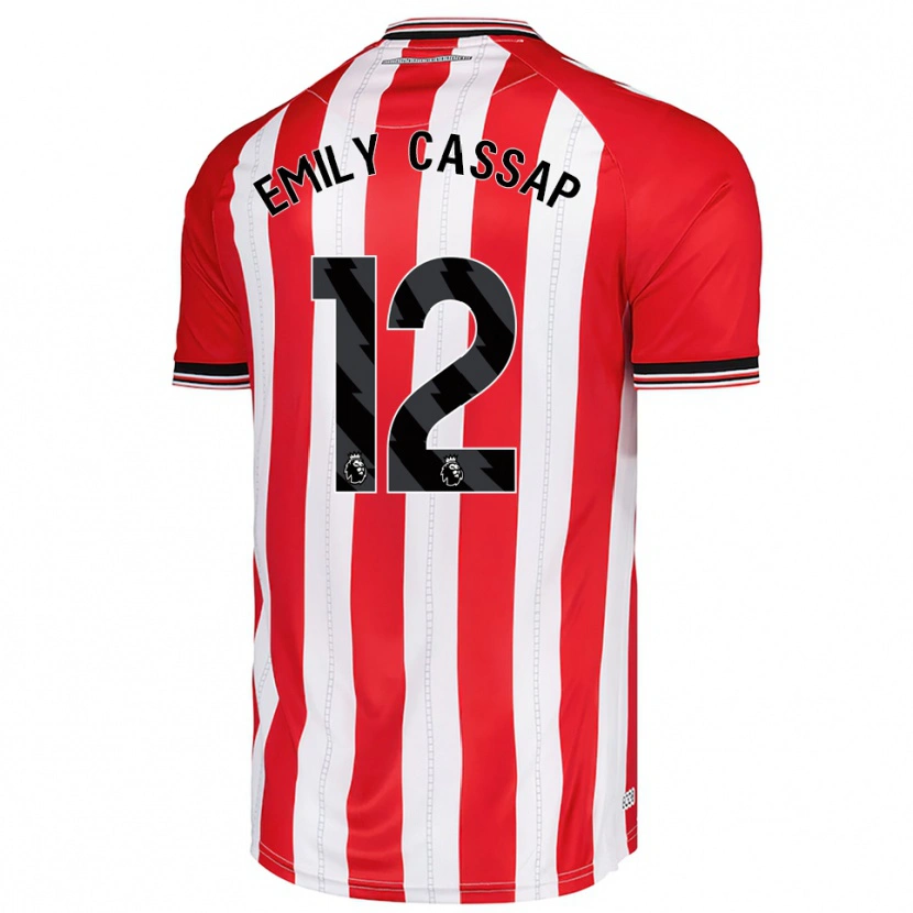 Danxen Bambino Maglia Emily Cassap #12 Rosso Bianco Kit Gara Home 2025/26 Maglietta