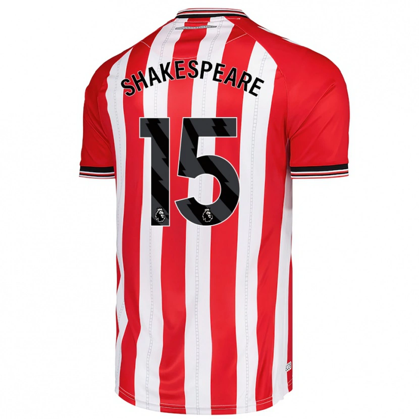 Danxen Bambino Maglia Caleb Shakespeare #15 Rosso Bianco Kit Gara Home 2025/26 Maglietta