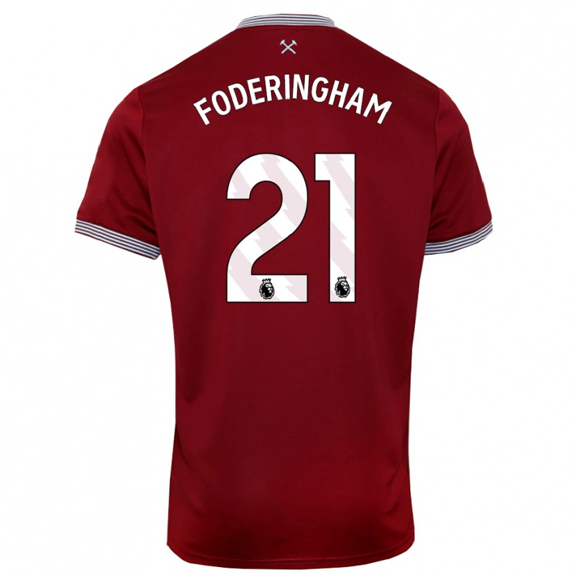 Danxen Bambino Maglia Wes Foderingham #21 Borgogna Bianco Kit Gara Home 2025/26 Maglietta