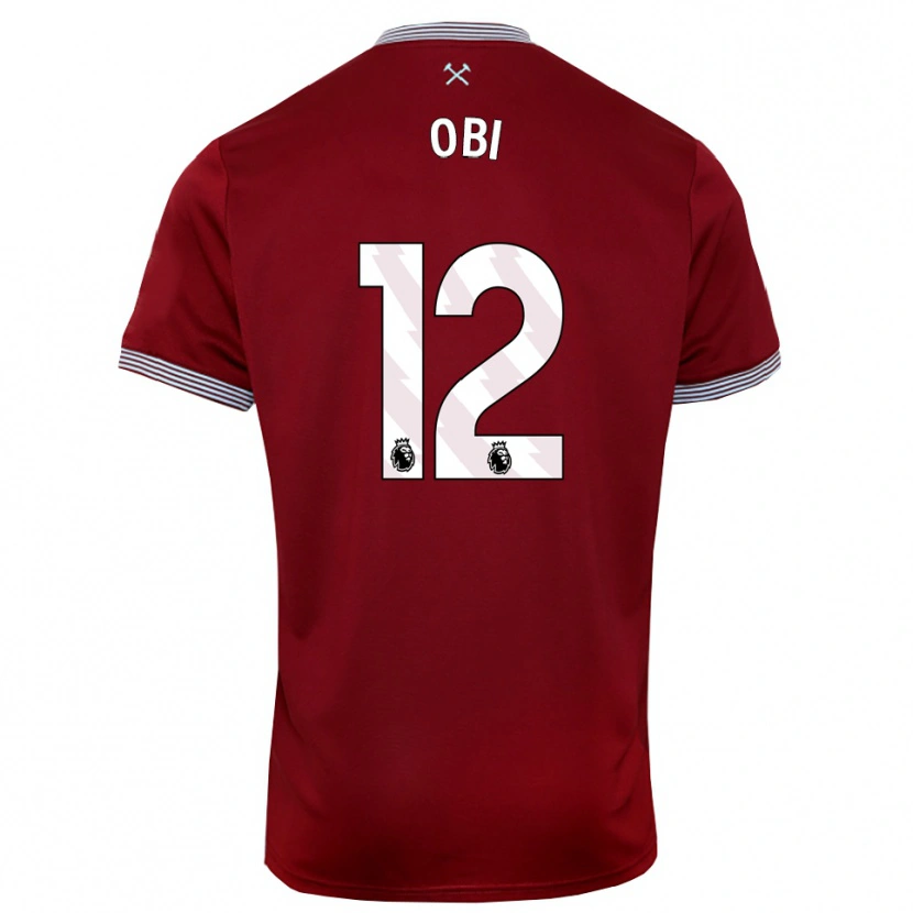 Danxen Bambino Maglia Chuk Obi #12 Borgogna Bianco Kit Gara Home 2025/26 Maglietta