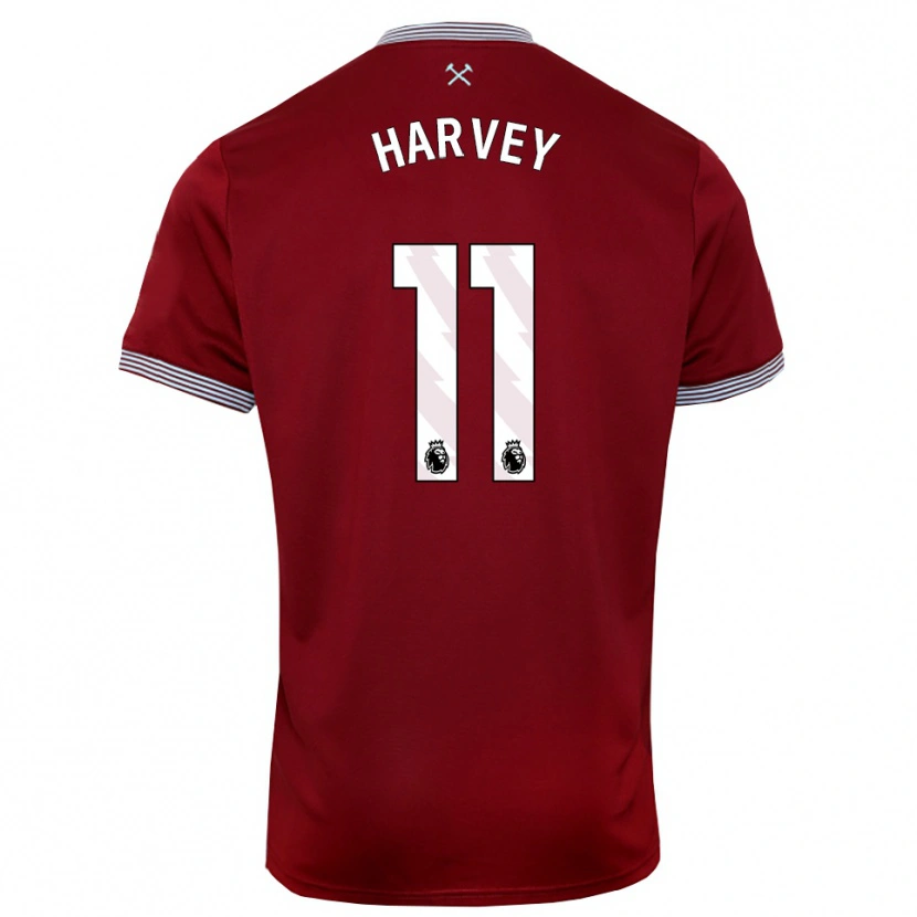 Danxen Bambino Maglia Ros Harvey #11 Borgogna Bianco Kit Gara Home 2025/26 Maglietta
