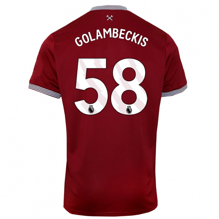 Danxen Bambino Maglia Airidas Golambeckis #58 Borgogna Bianco Kit Gara Home 2025/26 Maglietta