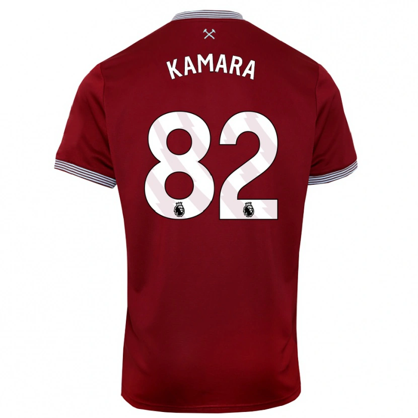 Danxen Bambino Maglia Aaron Kamara #82 Borgogna Bianco Kit Gara Home 2025/26 Maglietta