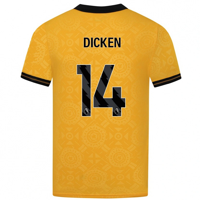 Danxen Bambino Maglia Amy Dicken #14 Giallo Nero Kit Gara Home 2025/26 Maglietta