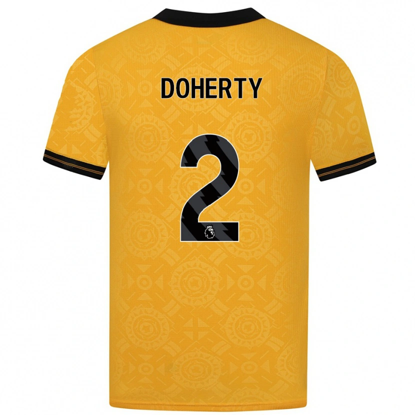 Danxen Bambino Maglia Matt Doherty #2 Giallo Nero Kit Gara Home 2025/26 Maglietta