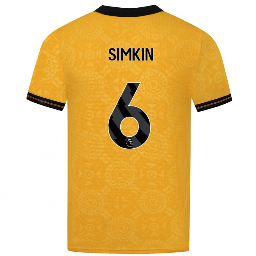 Danxen Bambino Maglia Lily Simkin #6 Giallo Nero Kit Gara Home 2025/26 Maglietta