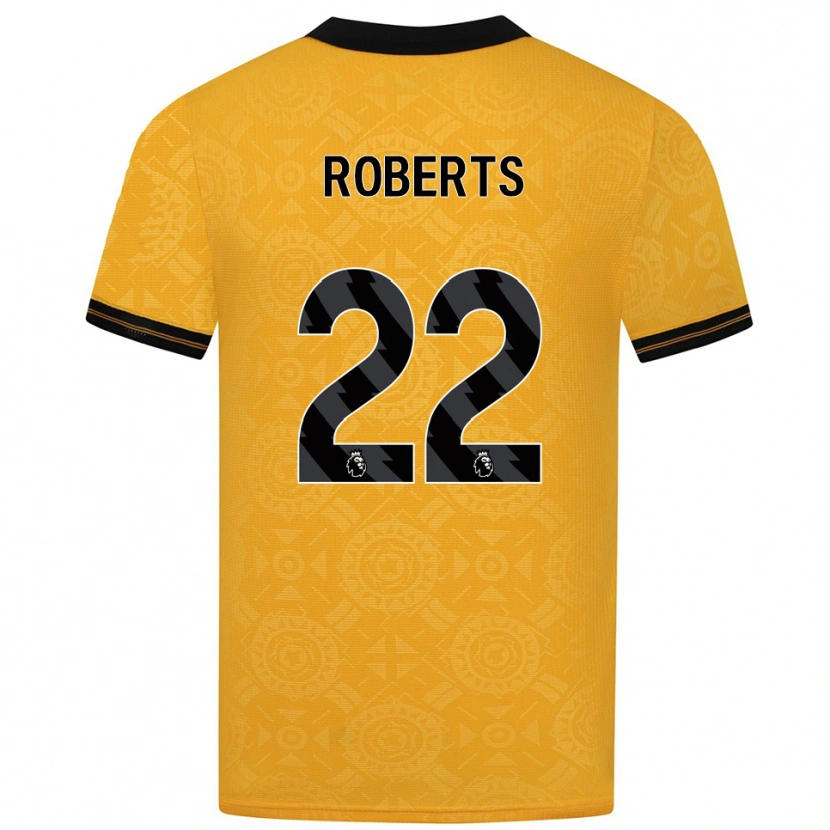Danxen Bambino Maglia Beth Roberts #22 Giallo Nero Kit Gara Home 2025/26 Maglietta