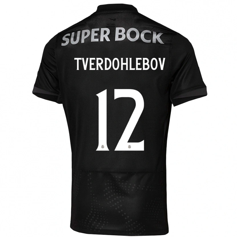Danxen Bambino Maglia Alex Tverdohlebov #12 Nero Bianco Kit Gara Away 2025/26 Maglietta