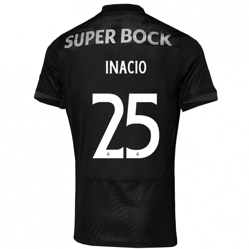 Danxen Bambino Maglia Gonçalo Inácio #25 Nero Bianco Kit Gara Away 2025/26 Maglietta