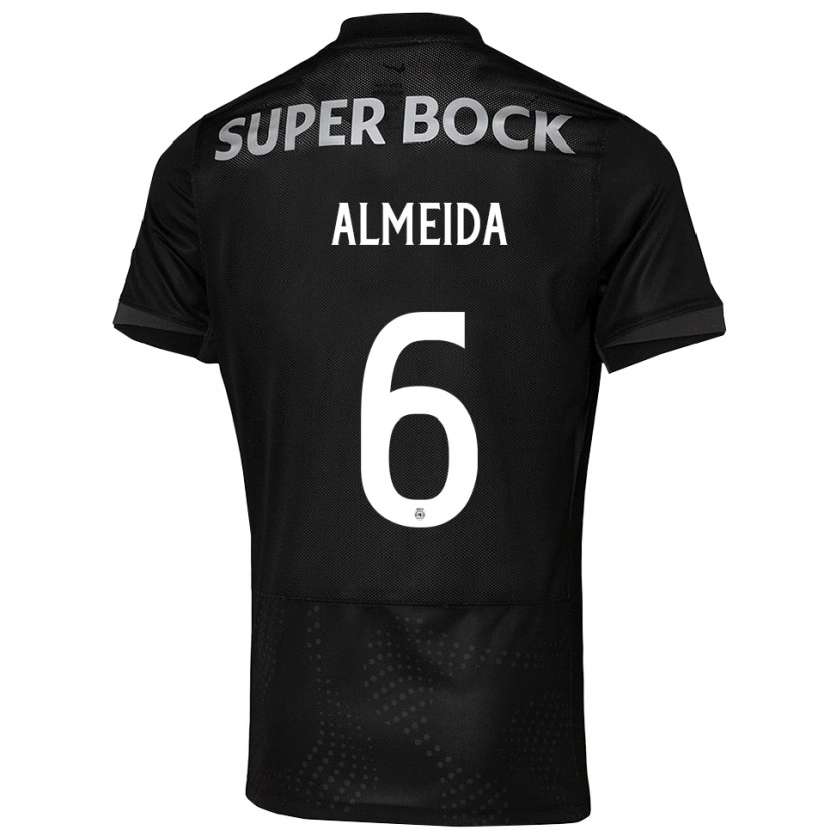 Danxen Bambino Maglia Martim Almeida #6 Nero Bianco Kit Gara Away 2025/26 Maglietta