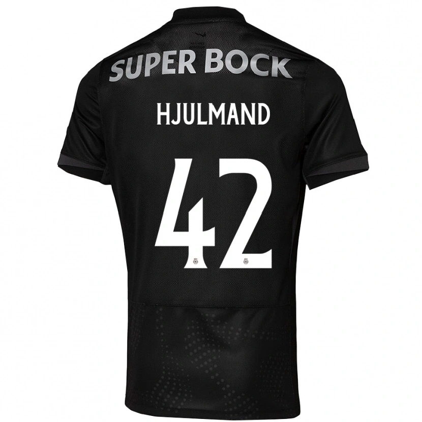 Danxen Bambino Maglia Morten Hjulmand #42 Nero Bianco Kit Gara Away 2025/26 Maglietta