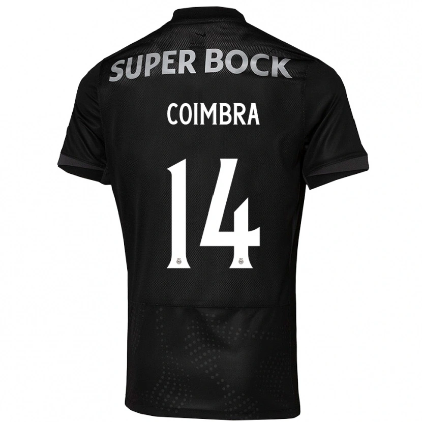 Danxen Bambino Maglia Telmo Coimbra #14 Nero Bianco Kit Gara Away 2025/26 Maglietta