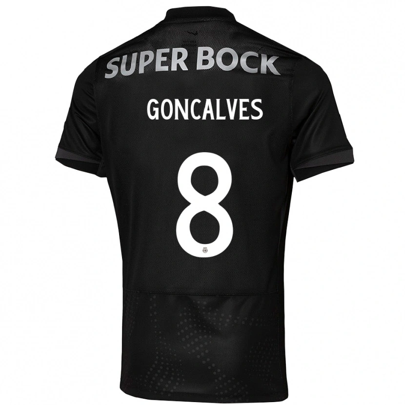 Danxen Bambino Maglia Pedro Gonçalves #8 Nero Bianco Kit Gara Away 2025/26 Maglietta