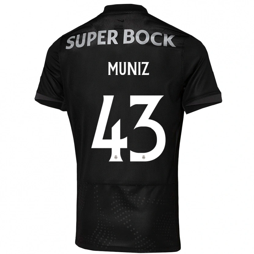 Danxen Bambino Maglia João Muniz #43 Nero Bianco Kit Gara Away 2025/26 Maglietta