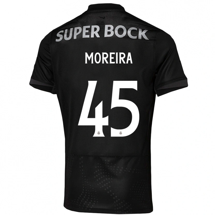 Danxen Bambino Maglia David Moreira #45 Nero Bianco Kit Gara Away 2025/26 Maglietta