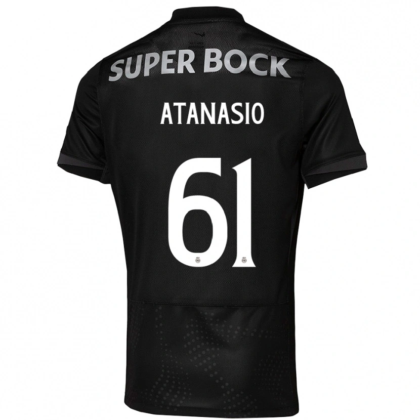 Danxen Bambino Maglia Atanásio #61 Nero Bianco Kit Gara Away 2025/26 Maglietta