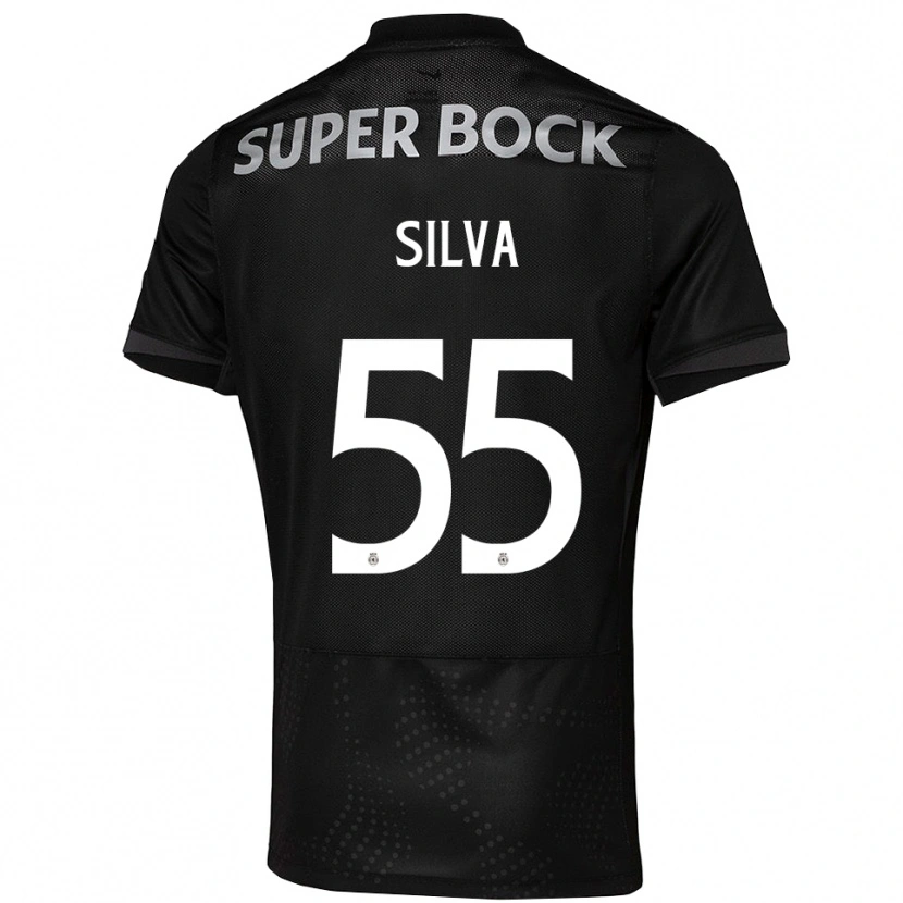Danxen Bambino Maglia José Silva #55 Nero Bianco Kit Gara Away 2025/26 Maglietta