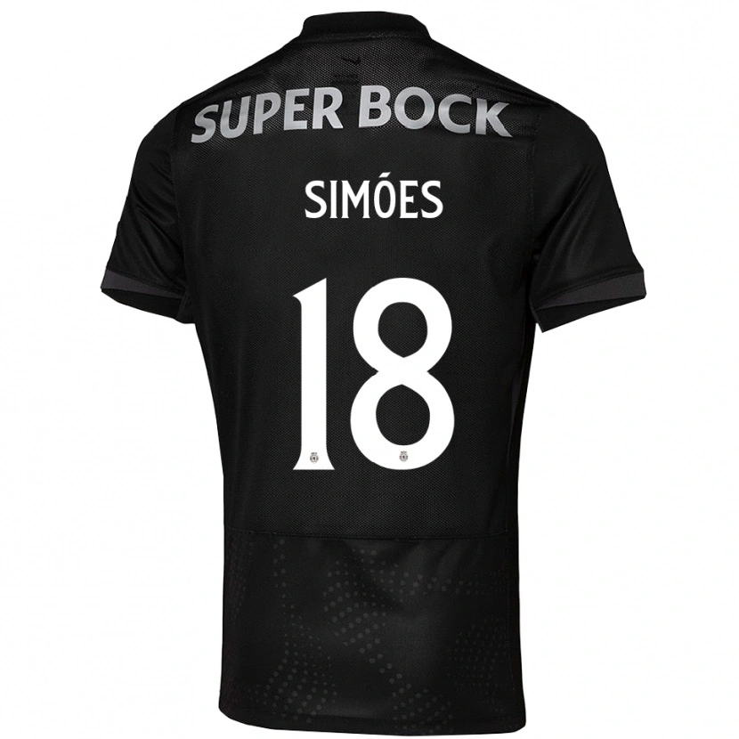 Danxen Bambino Maglia Francisco Simões #18 Nero Bianco Kit Gara Away 2025/26 Maglietta