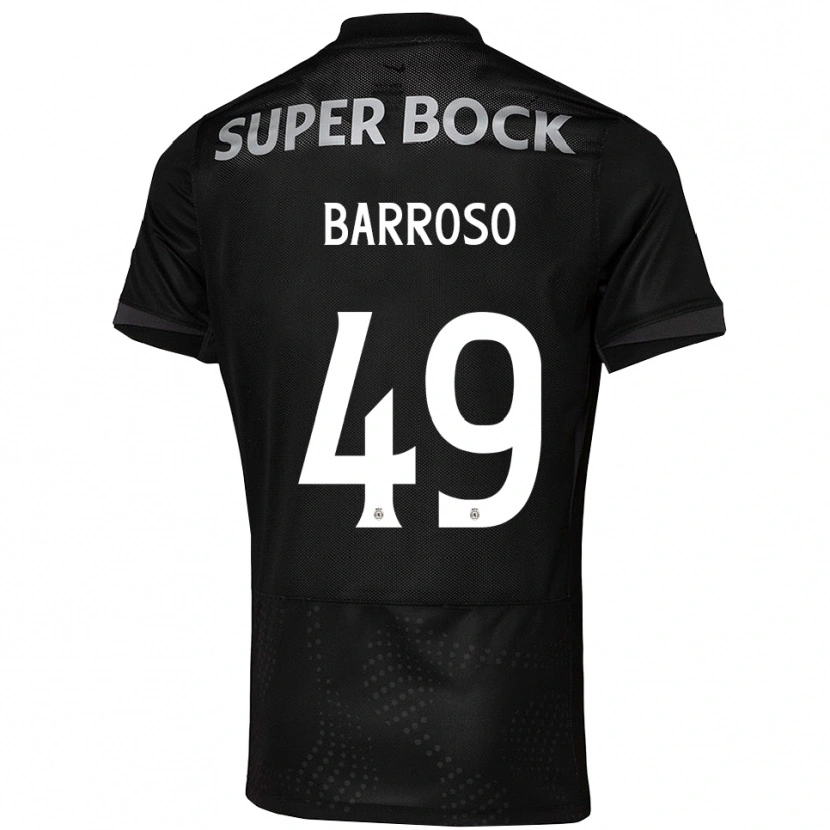 Danxen Bambino Maglia Leonardo Barroso #49 Nero Bianco Kit Gara Away 2025/26 Maglietta