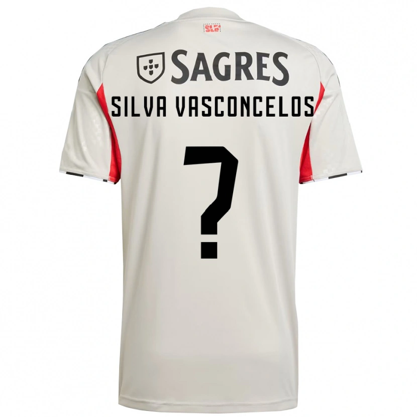 Danxen Bambino Maglia Martim Silva Vasconcelos #0 Bianco Sporco Rosso Kit Gara Away 2025/26 Maglietta