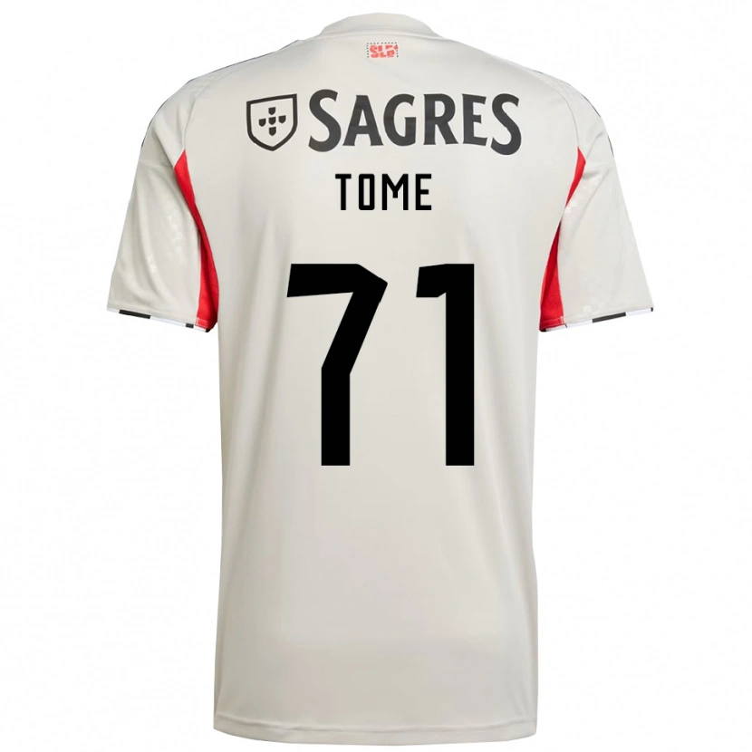 Danxen Bambino Maglia Joao Tome #71 Bianco Sporco Rosso Kit Gara Away 2025/26 Maglietta