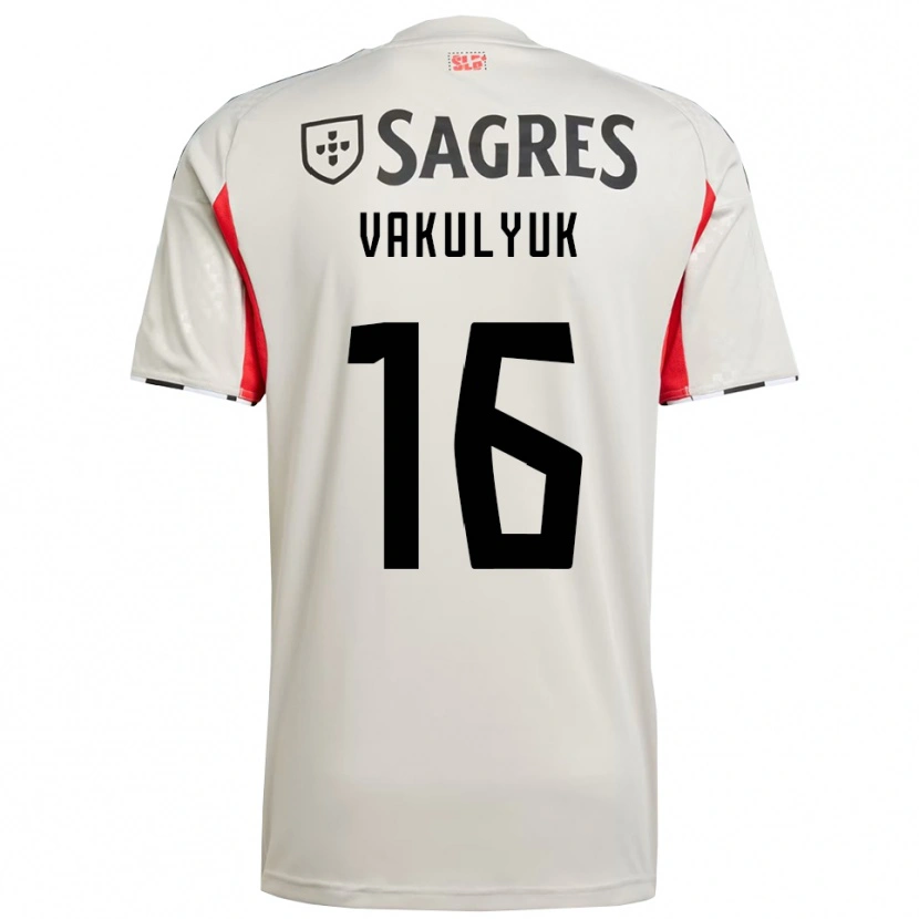 Danxen Bambino Maglia André Vakulyuk #16 Bianco Sporco Rosso Kit Gara Away 2025/26 Maglietta