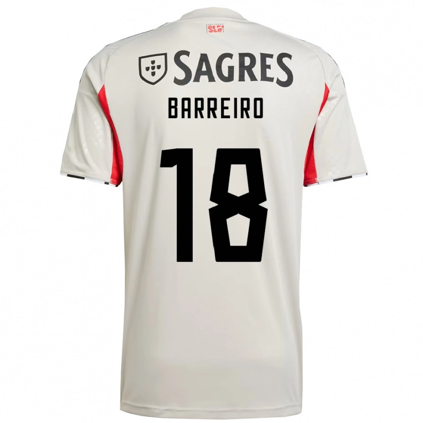 Danxen Bambino Maglia Leandro Barreiro #18 Bianco Sporco Rosso Kit Gara Away 2025/26 Maglietta