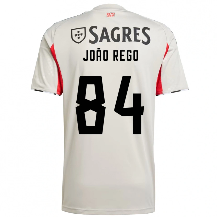 Danxen Bambino Maglia João Rego #84 Bianco Sporco Rosso Kit Gara Away 2025/26 Maglietta