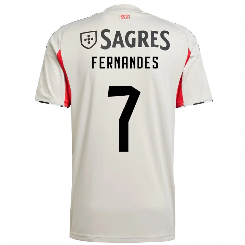 Danxen Bambino Maglia Ricardo Fernandes #7 Bianco Sporco Rosso Kit Gara Away 2025/26 Maglietta
