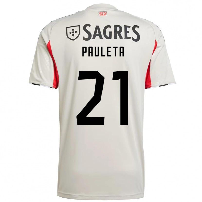 Danxen Bambino Maglia Paula Domínguez Encinas #21 Bianco Sporco Rosso Kit Gara Away 2025/26 Maglietta