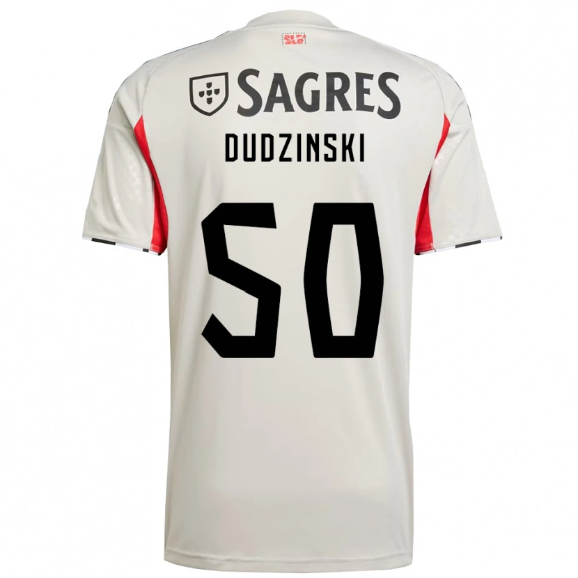 Danxen Bambino Maglia Marcel Dudzinski #50 Bianco Sporco Rosso Kit Gara Away 2025/26 Maglietta