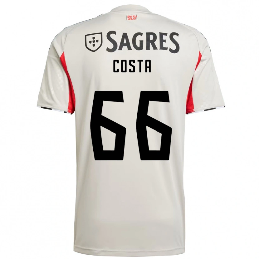Danxen Bambino Maglia Rute Costa #66 Bianco Sporco Rosso Kit Gara Away 2025/26 Maglietta