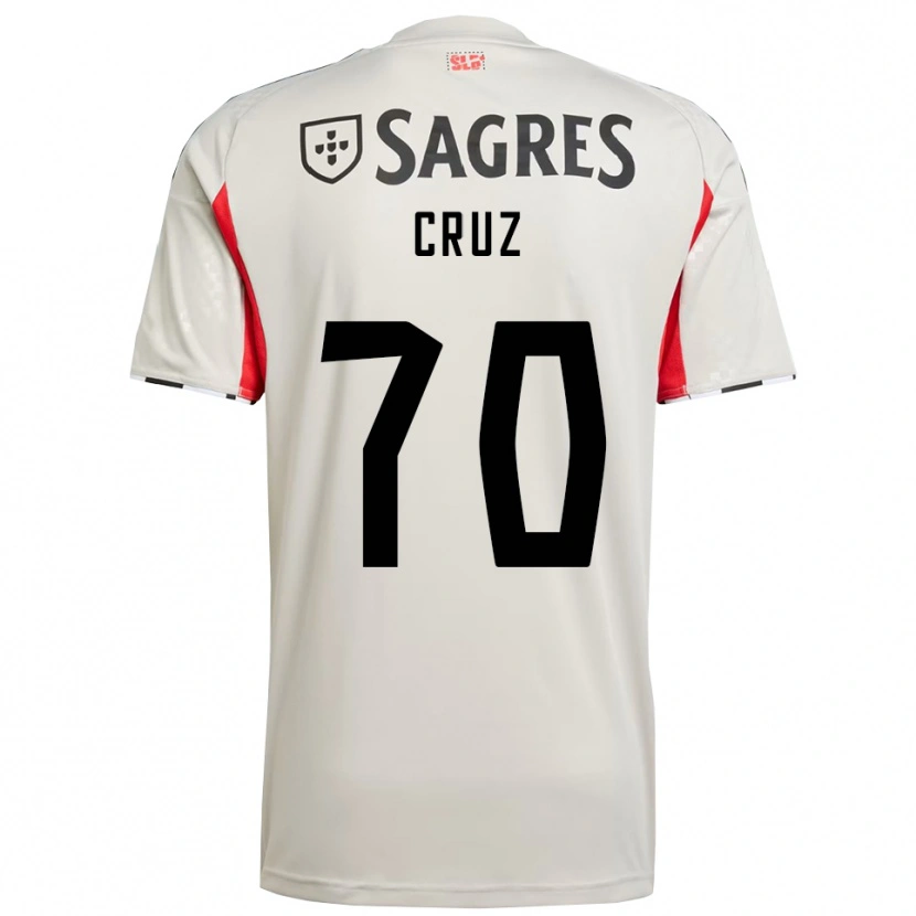 Danxen Bambino Maglia Filipe Cruz #70 Bianco Sporco Rosso Kit Gara Away 2025/26 Maglietta