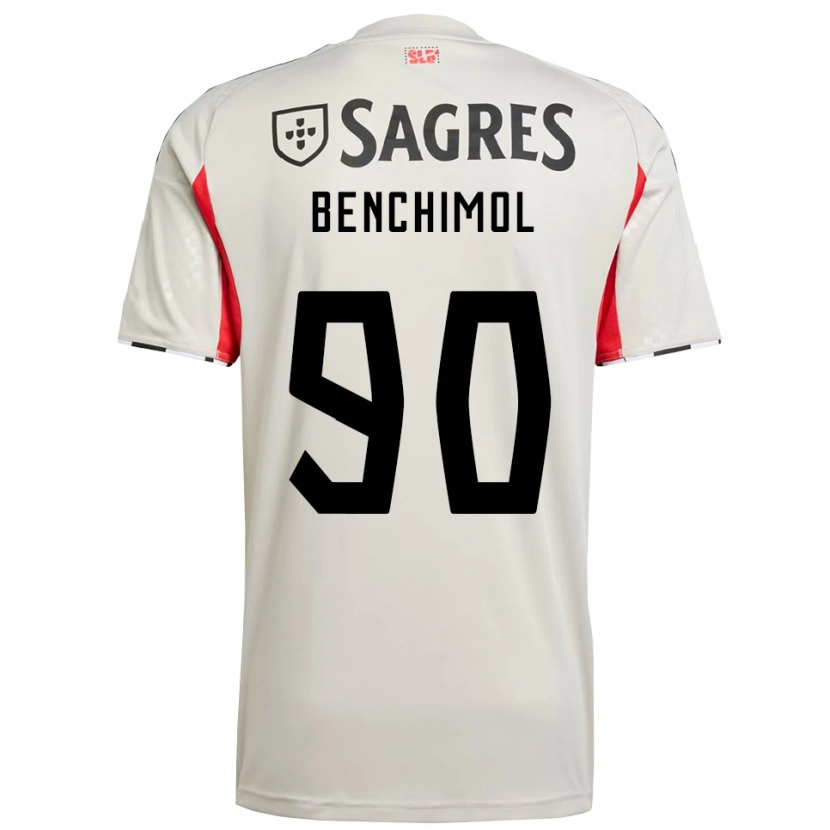 Danxen Bambino Maglia Benchimol #90 Bianco Sporco Rosso Kit Gara Away 2025/26 Maglietta