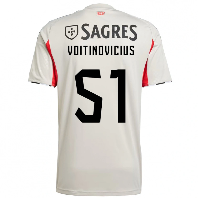 Danxen Bambino Maglia Arnas Voitinovičius #51 Bianco Sporco Rosso Kit Gara Away 2025/26 Maglietta