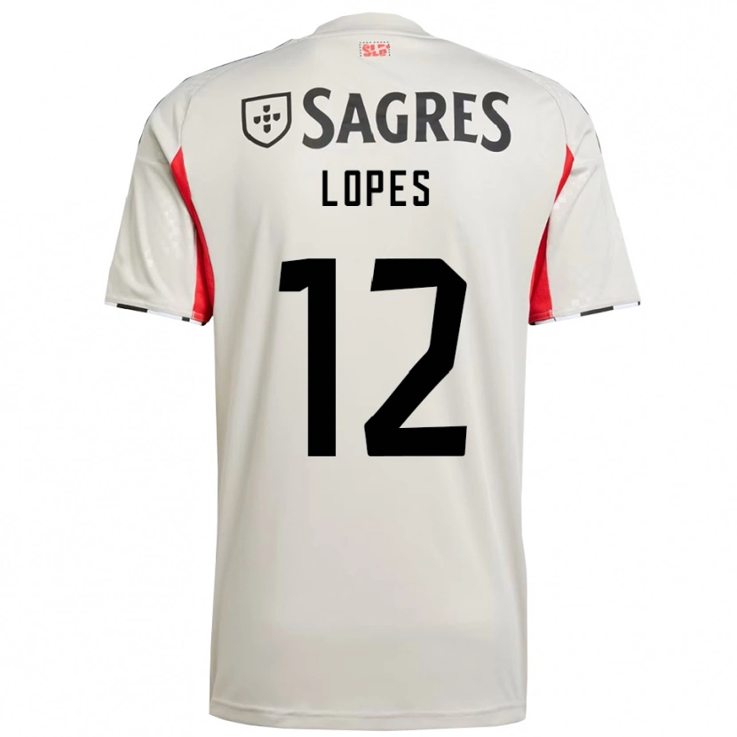 Danxen Bambino Maglia Leonardo Lopes #12 Bianco Sporco Rosso Kit Gara Away 2025/26 Maglietta