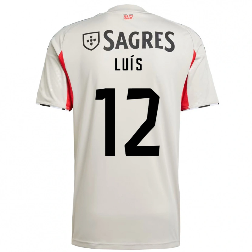 Danxen Bambino Maglia António Luís #12 Bianco Sporco Rosso Kit Gara Away 2025/26 Maglietta