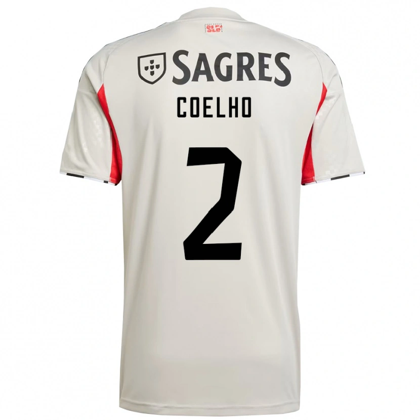 Danxen Bambino Maglia Diogo Coelho #2 Bianco Sporco Rosso Kit Gara Away 2025/26 Maglietta