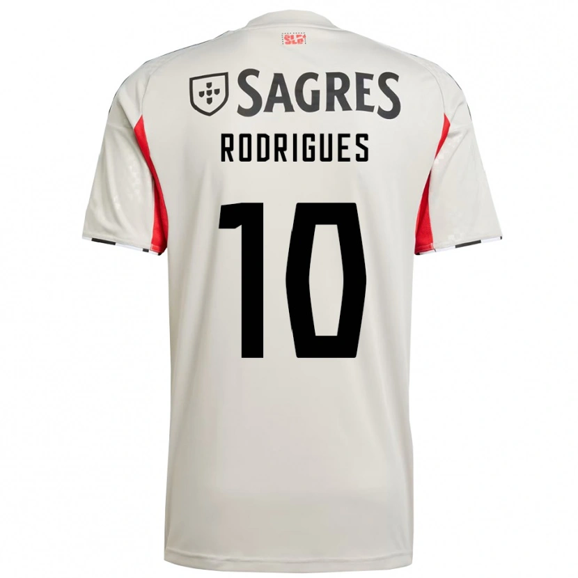 Danxen Bambino Maglia Tiago Rodrigues #10 Bianco Sporco Rosso Kit Gara Away 2025/26 Maglietta